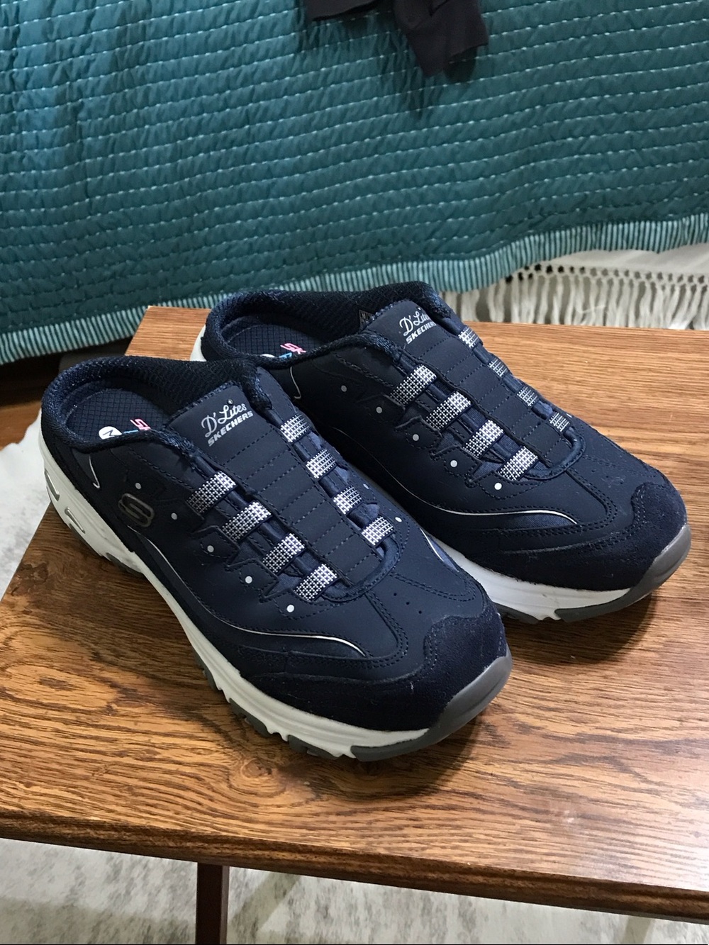 Skechers Navy and White Slip-On Women's Sneakers